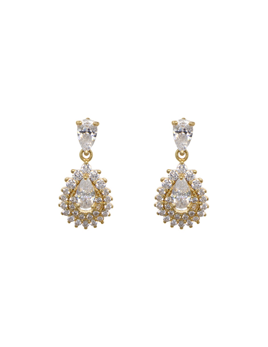 Aretes cortos de gota de plata P925 con acabado pavé zirconia