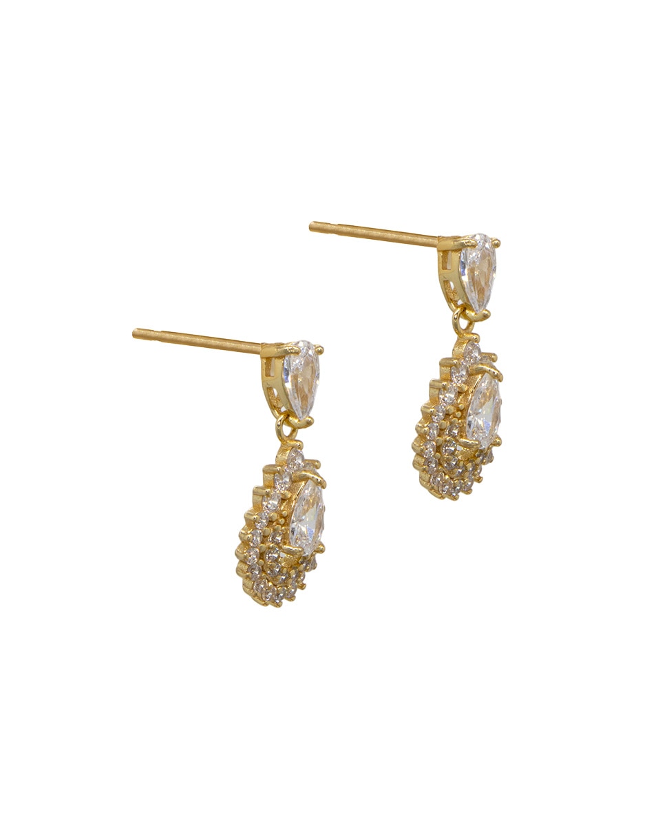 Aretes cortos de gota de plata P925 con acabado pavé zirconia 2