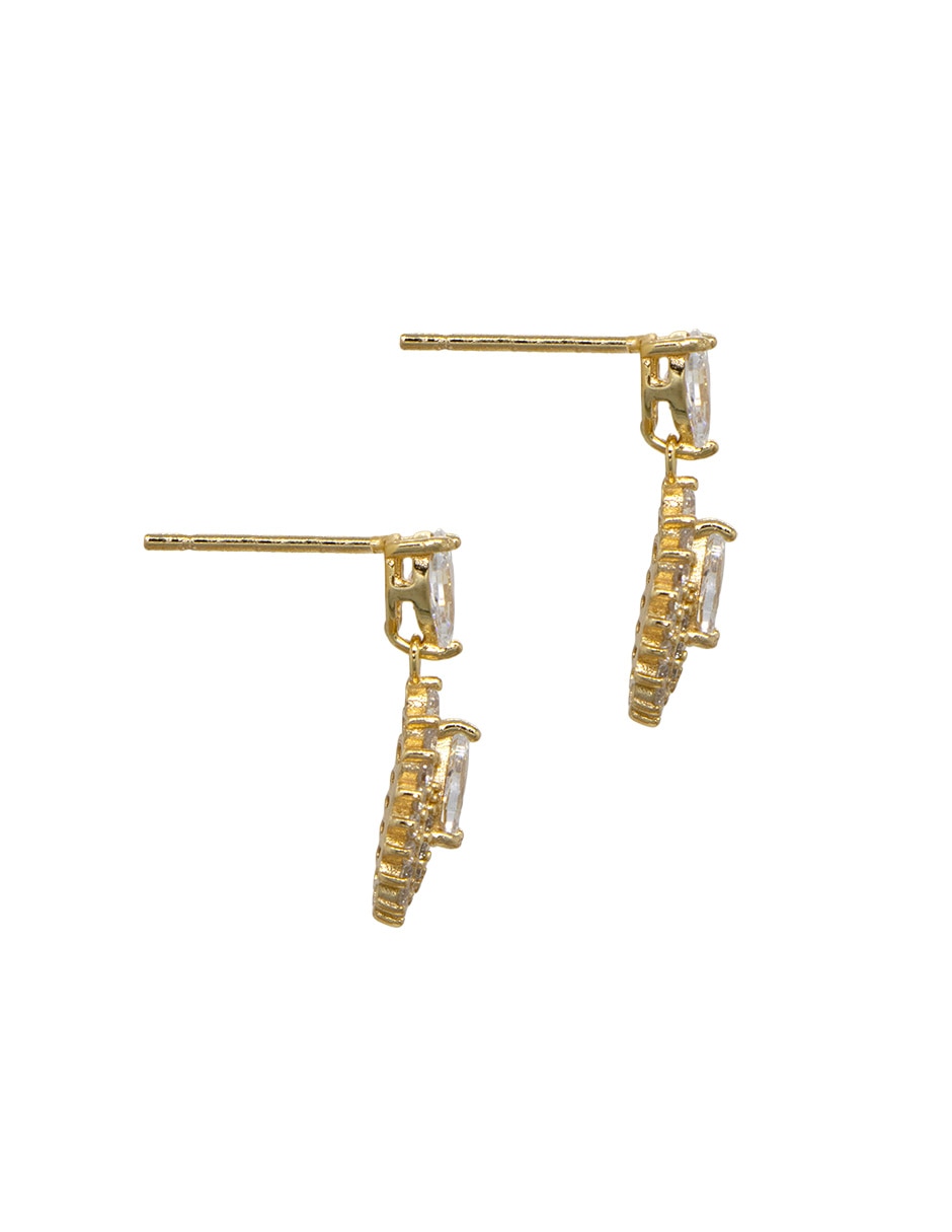 Aretes cortos de gota de plata P925 con acabado pavé zirconia 3