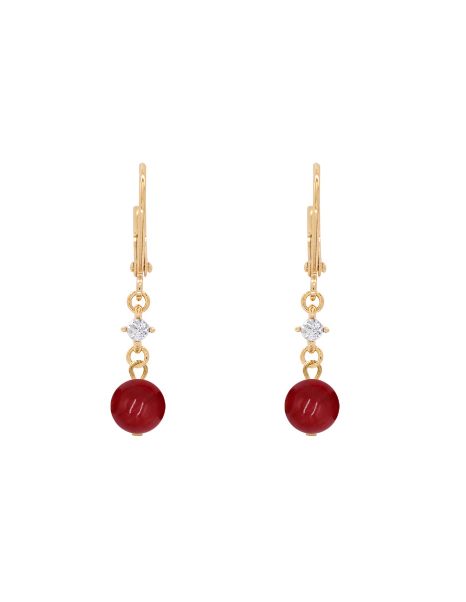 Aretes largos Jade Rojo con acabado pulido jade