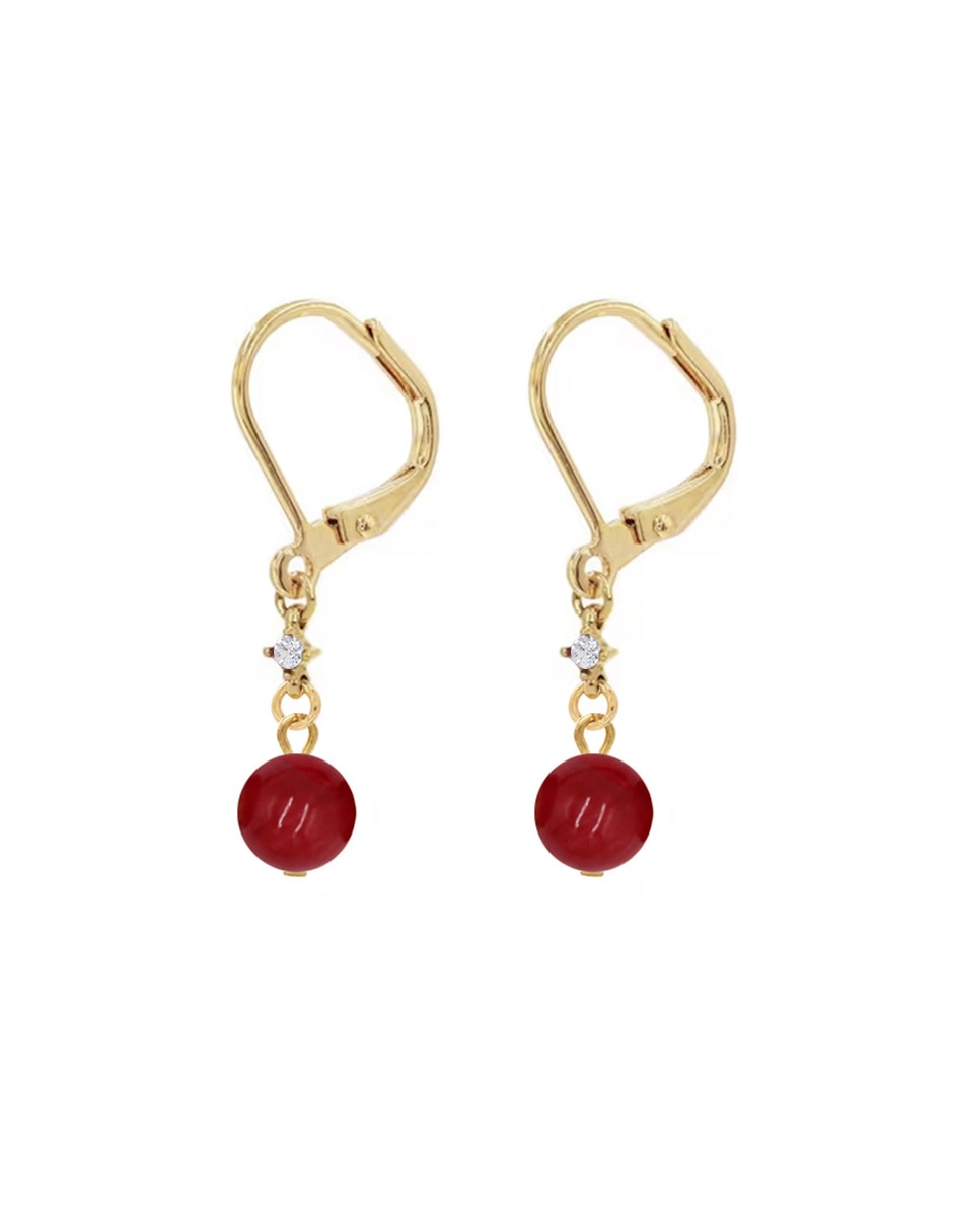 Aretes largos Jade Rojo con acabado pulido jade 2