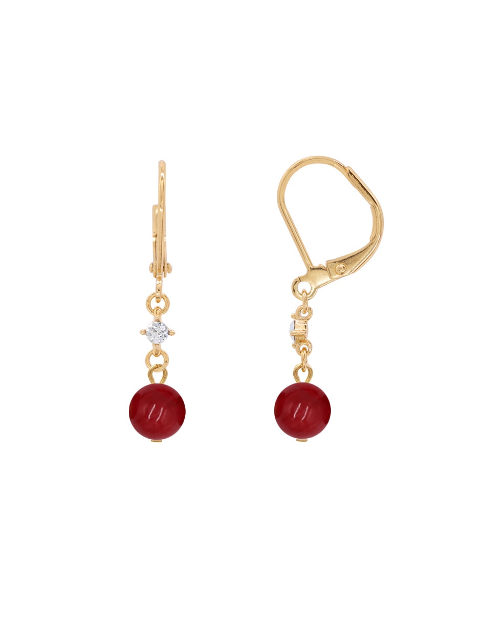 Aretes largos Jade Rojo con acabado pulido jade 3