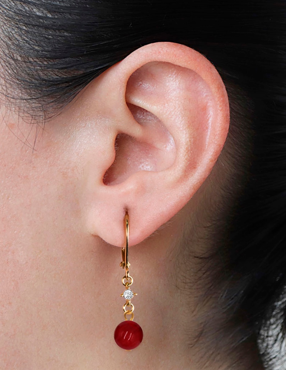 Aretes largos Jade Rojo con acabado pulido jade 4