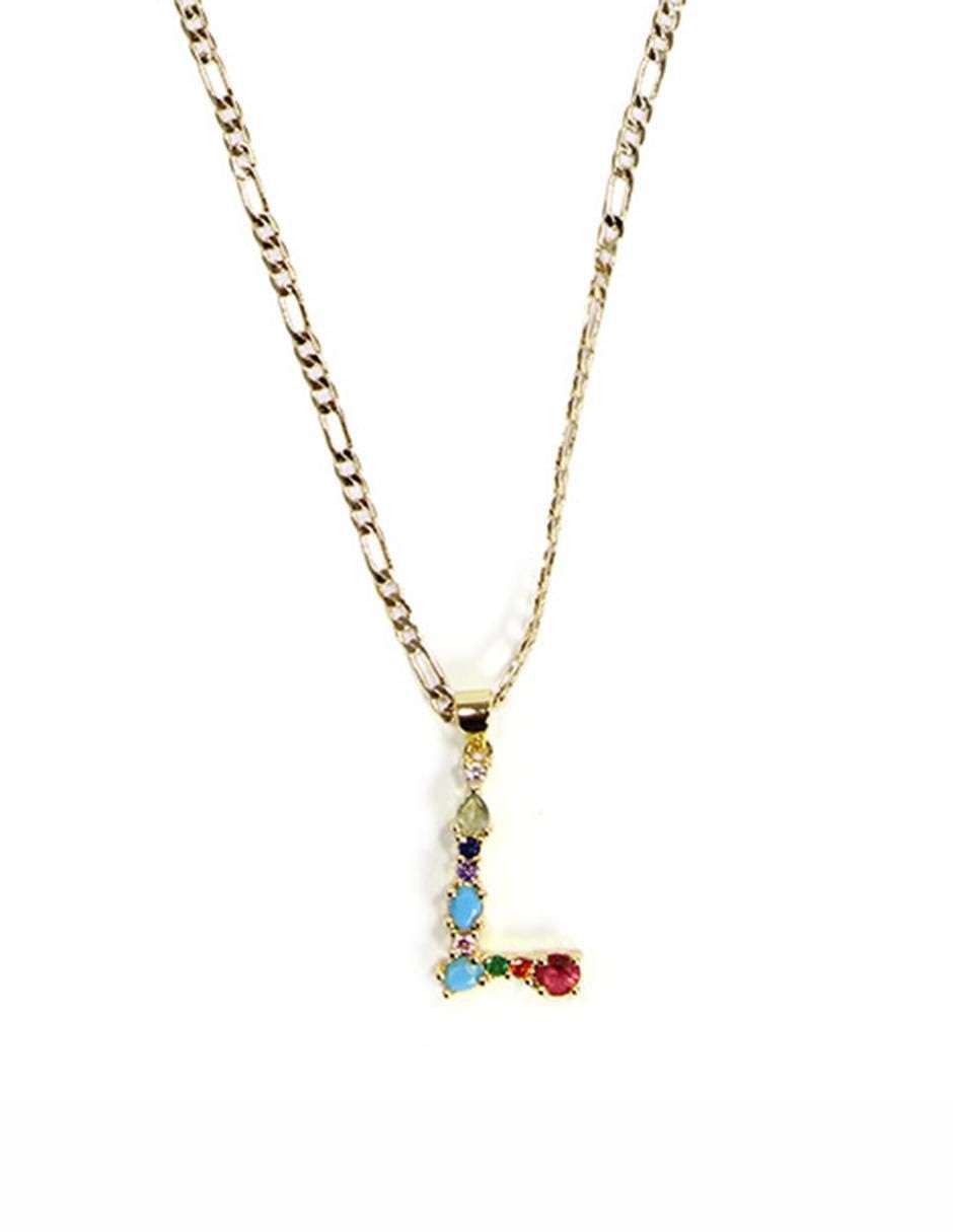 Collar con dije de letras de oro laminado 10 K