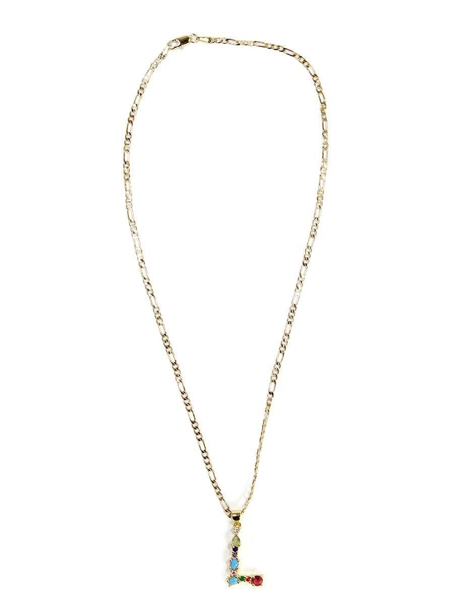 Collar con dije de letras de oro laminado 10 K