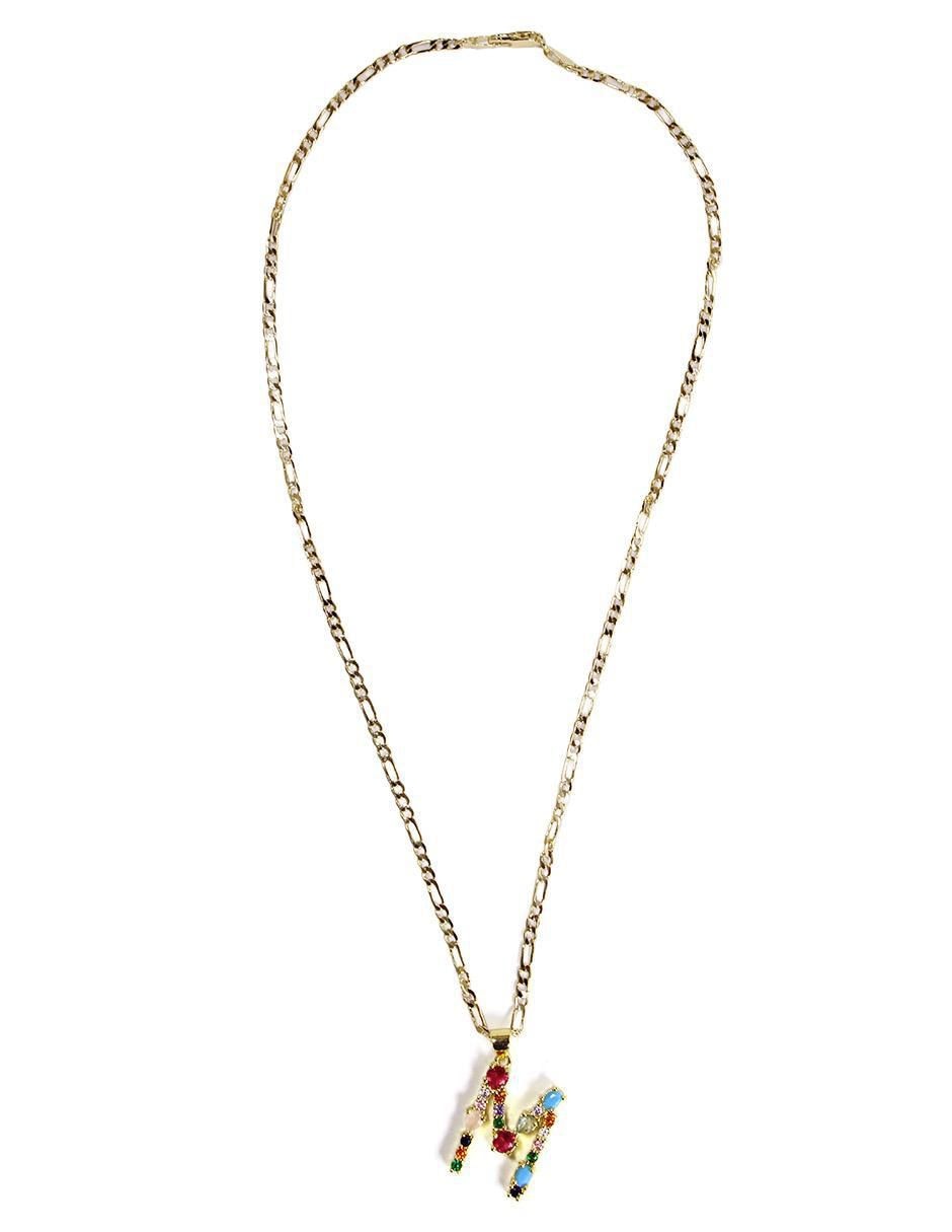 Collar con dije de letras de oro laminado 10 K