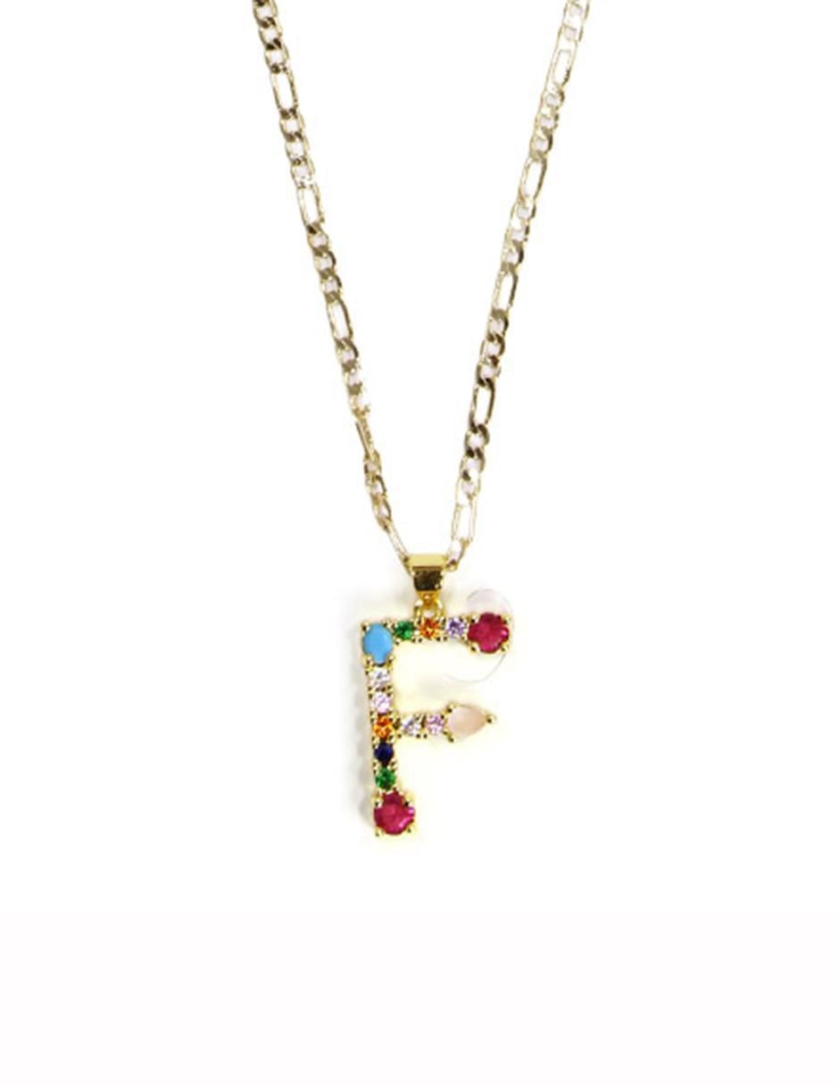 Collar con dije de letras de oro laminado 10 K