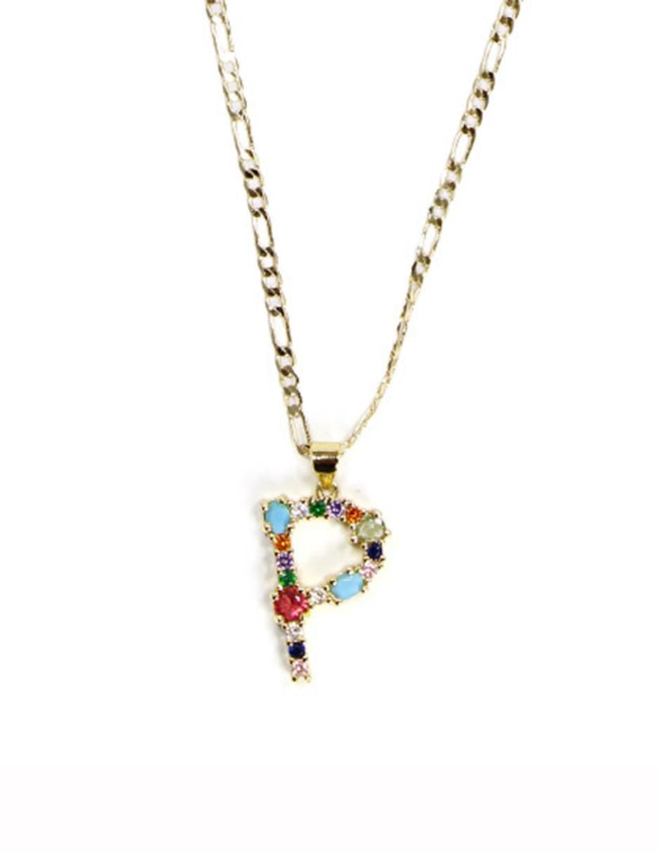Collar con dije de letras de oro laminado 10 K