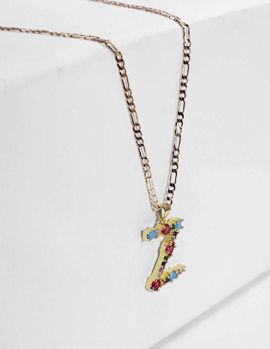 Collar con dije de letras de oro laminado 10 K 3