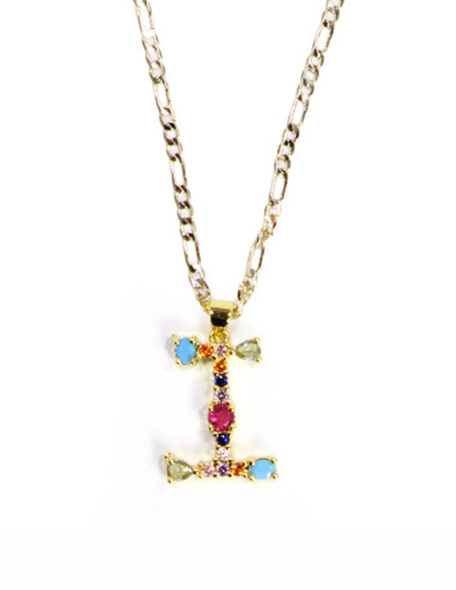 Collar con dije de letras de oro laminado 10 K