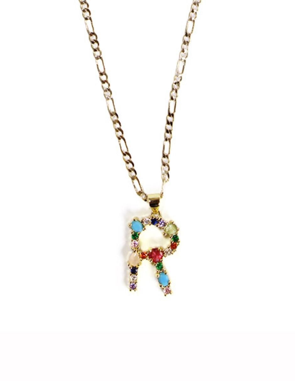 Collar con dije de letras de oro laminado 10 K