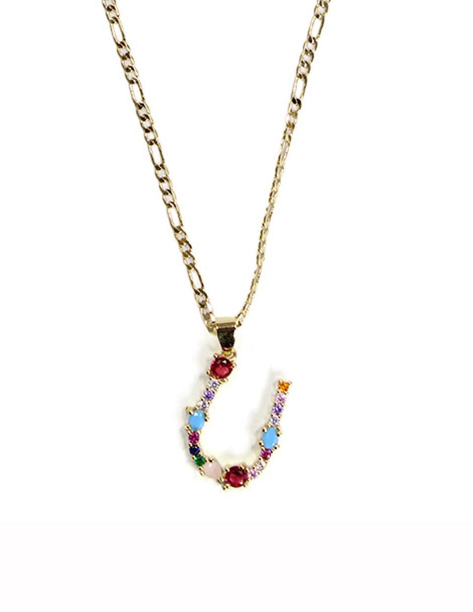 Collar con dije de letras de oro laminado 10 K