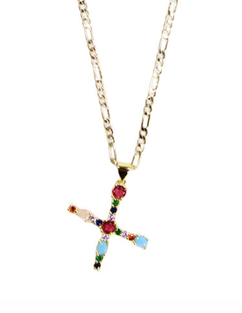 Collar con dije de letras de oro laminado 10 K