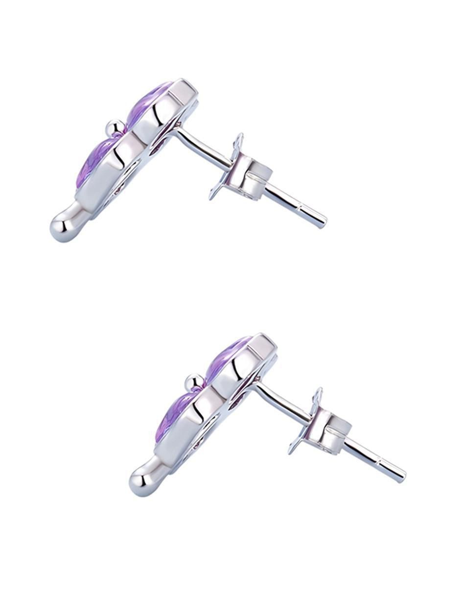 Broqueles de trébol Glam Pop de plata P925 con acabado baño rodio cristal 2