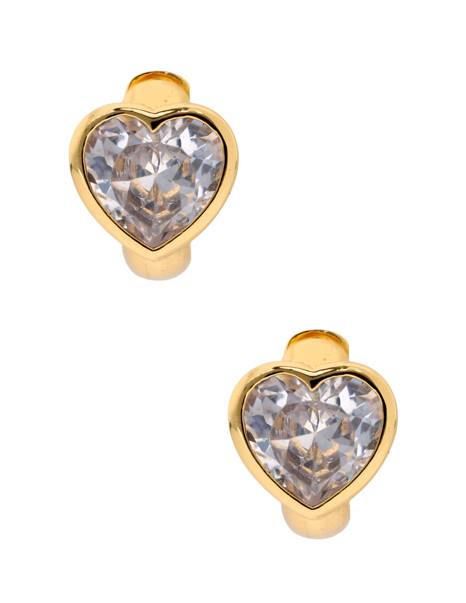 Arracadas de corazón con acabado pulido zirconia cúbica