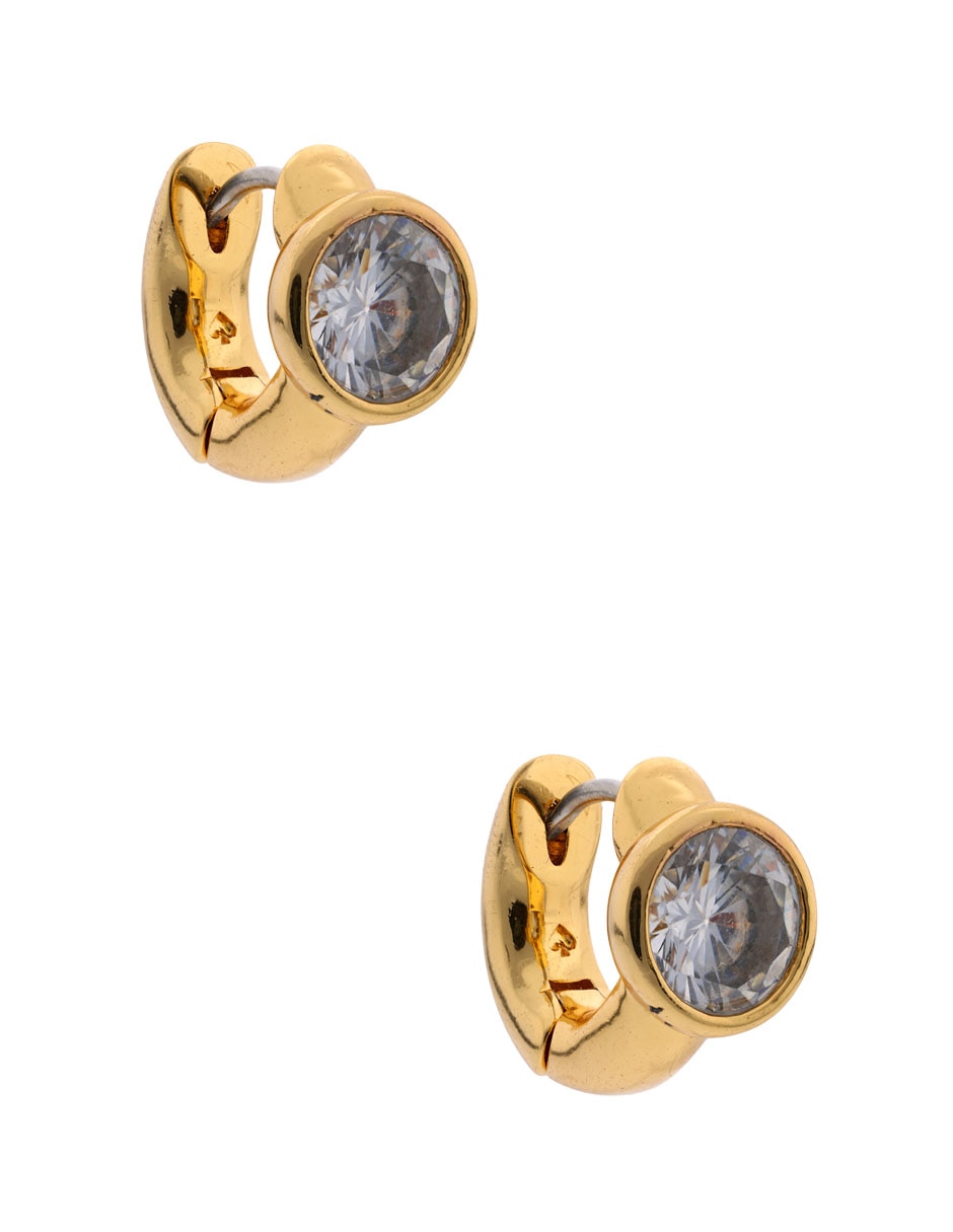 Aretes huggies redondos con acabado pavé zirconia 3
