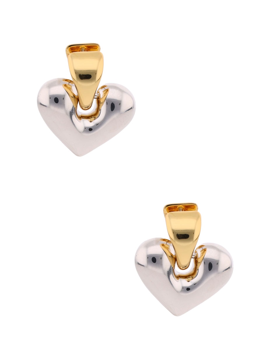 Aretes cortos de corazón con acabado brillante