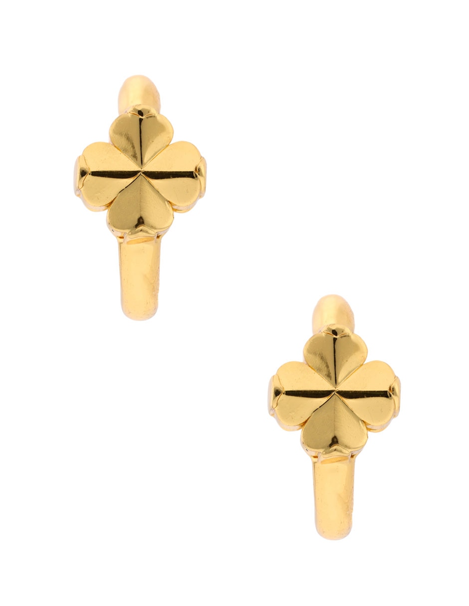 Aretes huggies de flor con acabado brillante