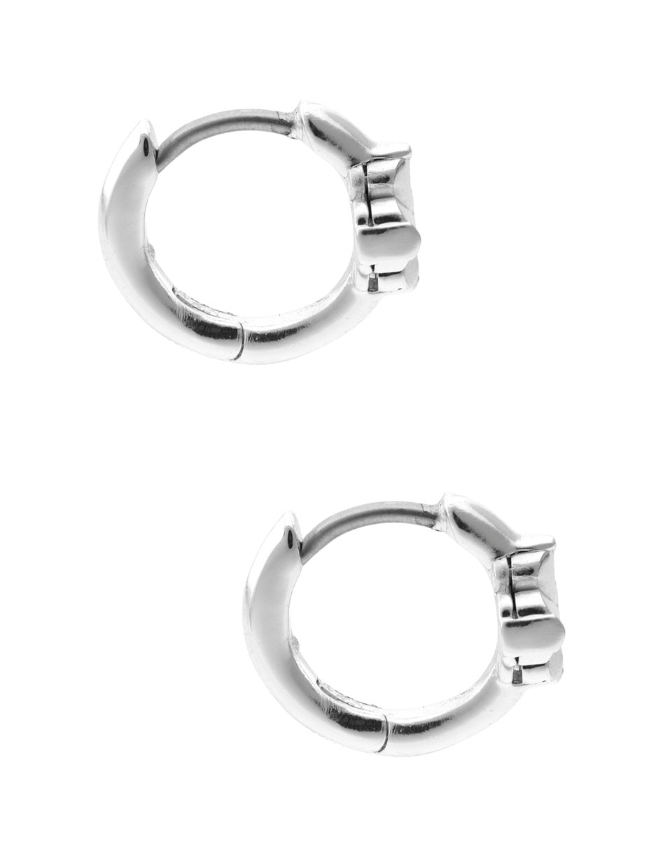 Aretes huggies de flor de plata P 925 con acabado brillante 3