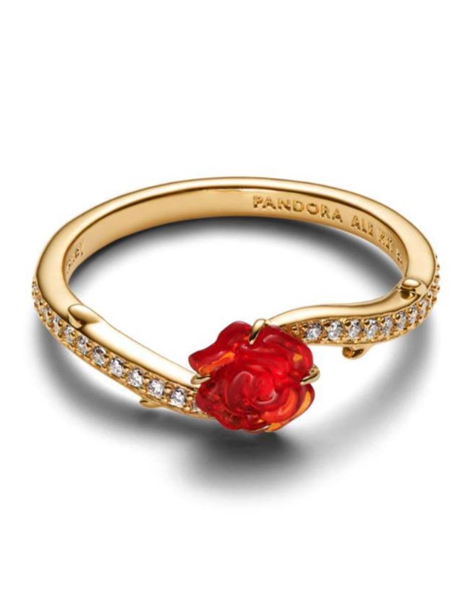 Anillo de flor Disney x Pandora La Bella y La Bestia de plata P 925 zirconia cúbica con acabado baño de oro 2
