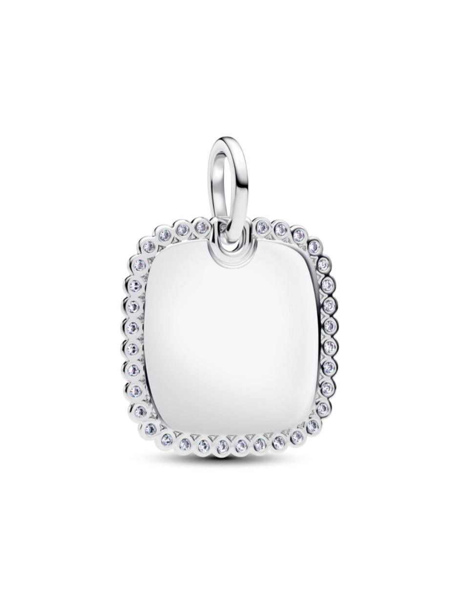 Dije cuadrado moments de plata P 925 zirconia cúbica