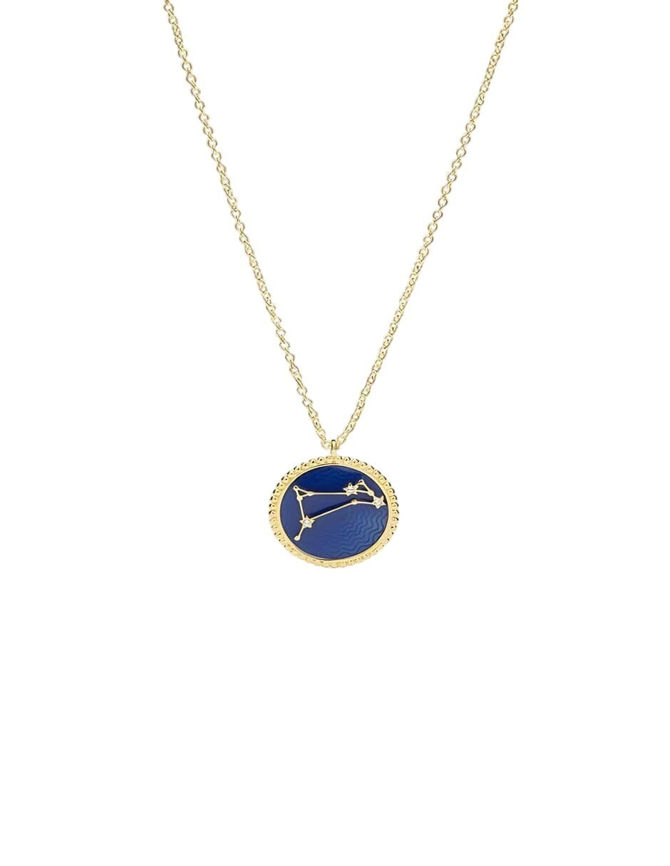 Collar con dije de signo zodiacal Constelación de baño de oro 18 K