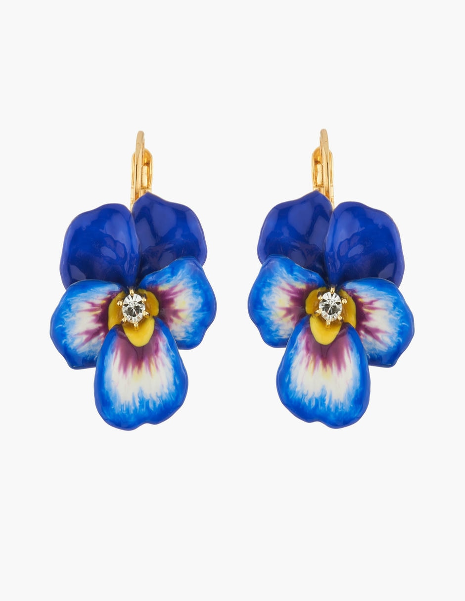Aros de flor Mil Pensamientoscon acabado Esmaltado Cristal