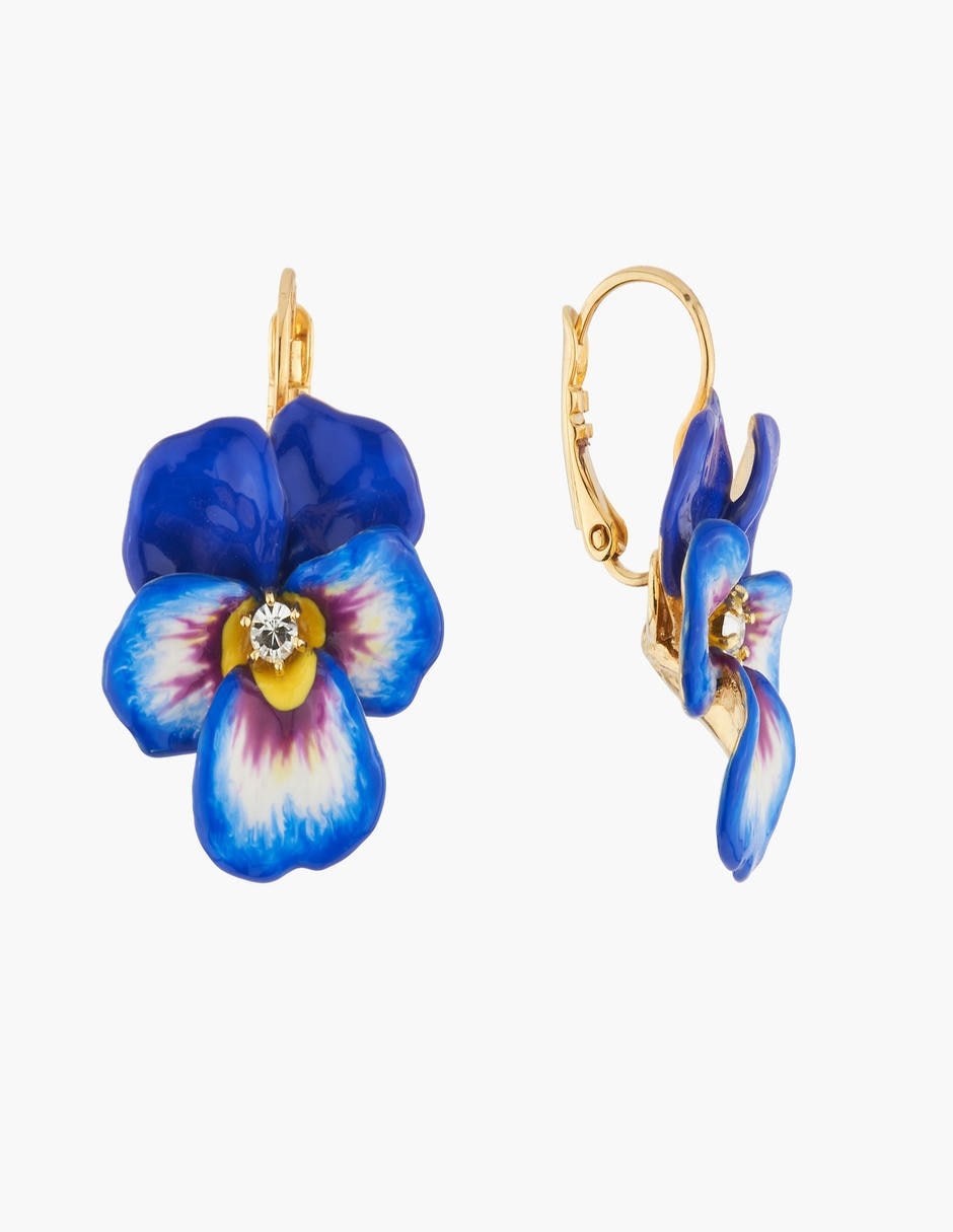 Aros de flor Mil Pensamientoscon acabado Esmaltado Cristal 2