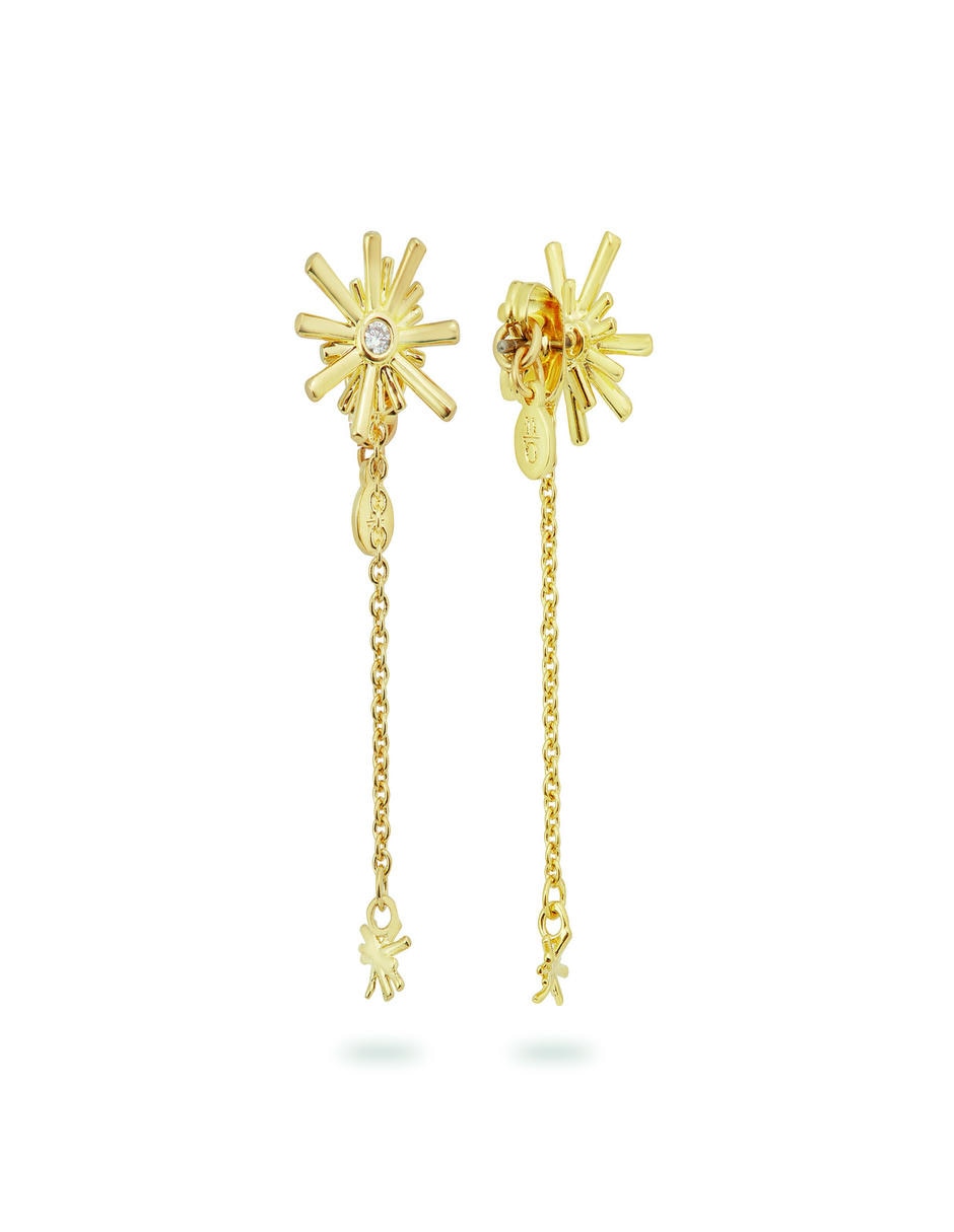 Aretes largos de estrella Noche Estrellada 18 K con acabado Baño de Oro Cristal 2
