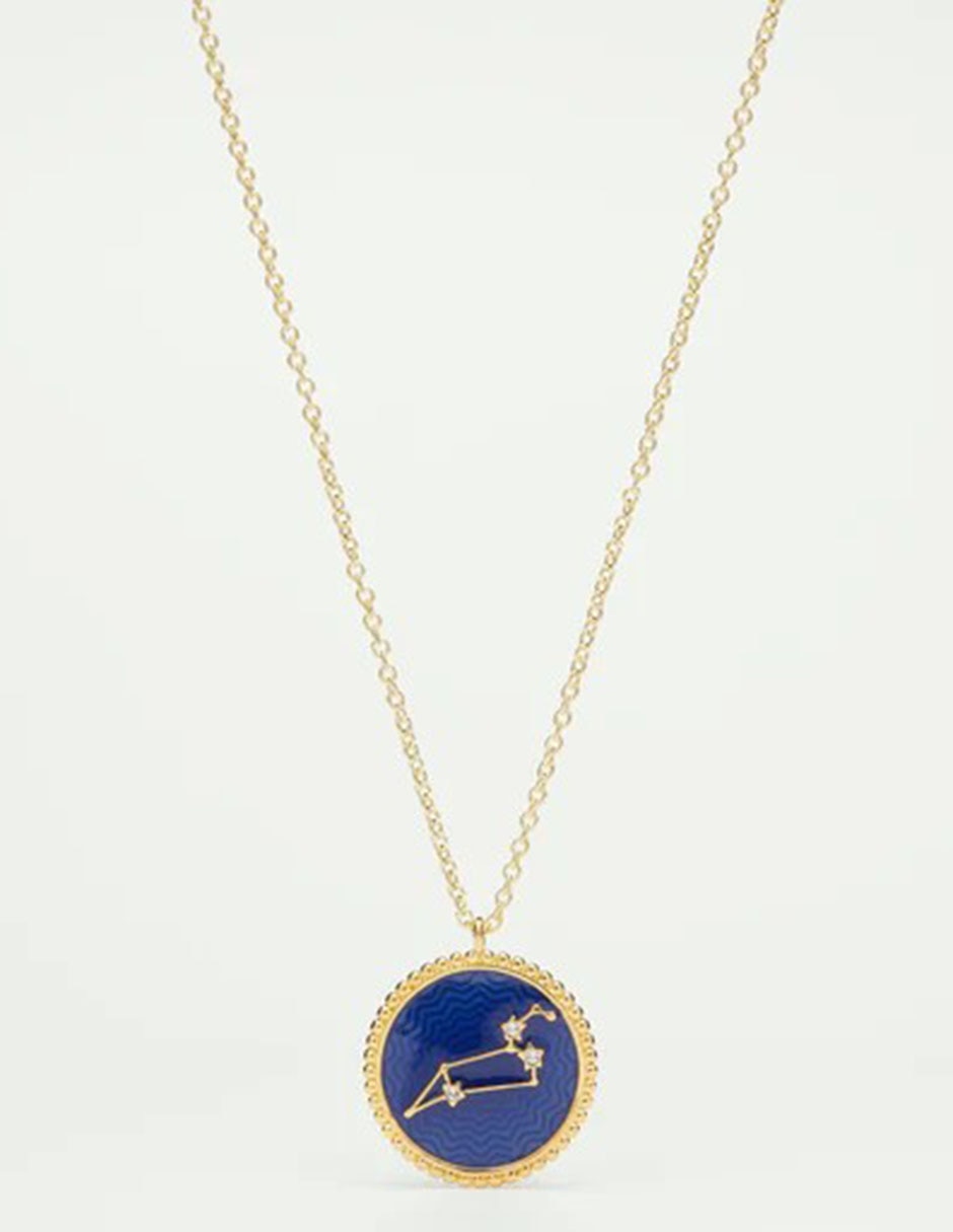 Collar con dije de signo zodiacal Constelación Leo de baño de oro 18 K