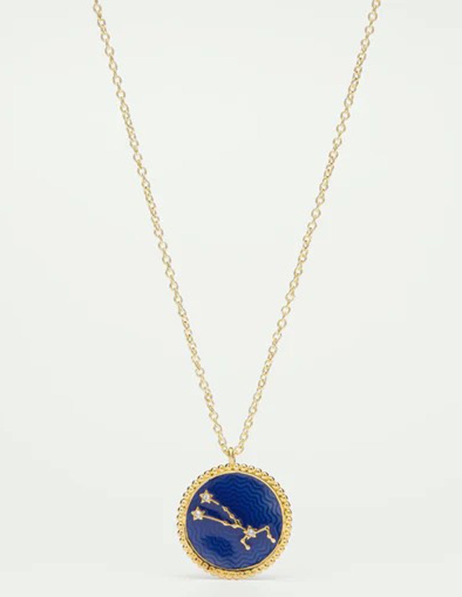 Collar con dije de signo zodiacal Constelación Libra de baño de oro 18 K Collar con dije de signo zodiacal Constelación Libra de baño de oro 18 K