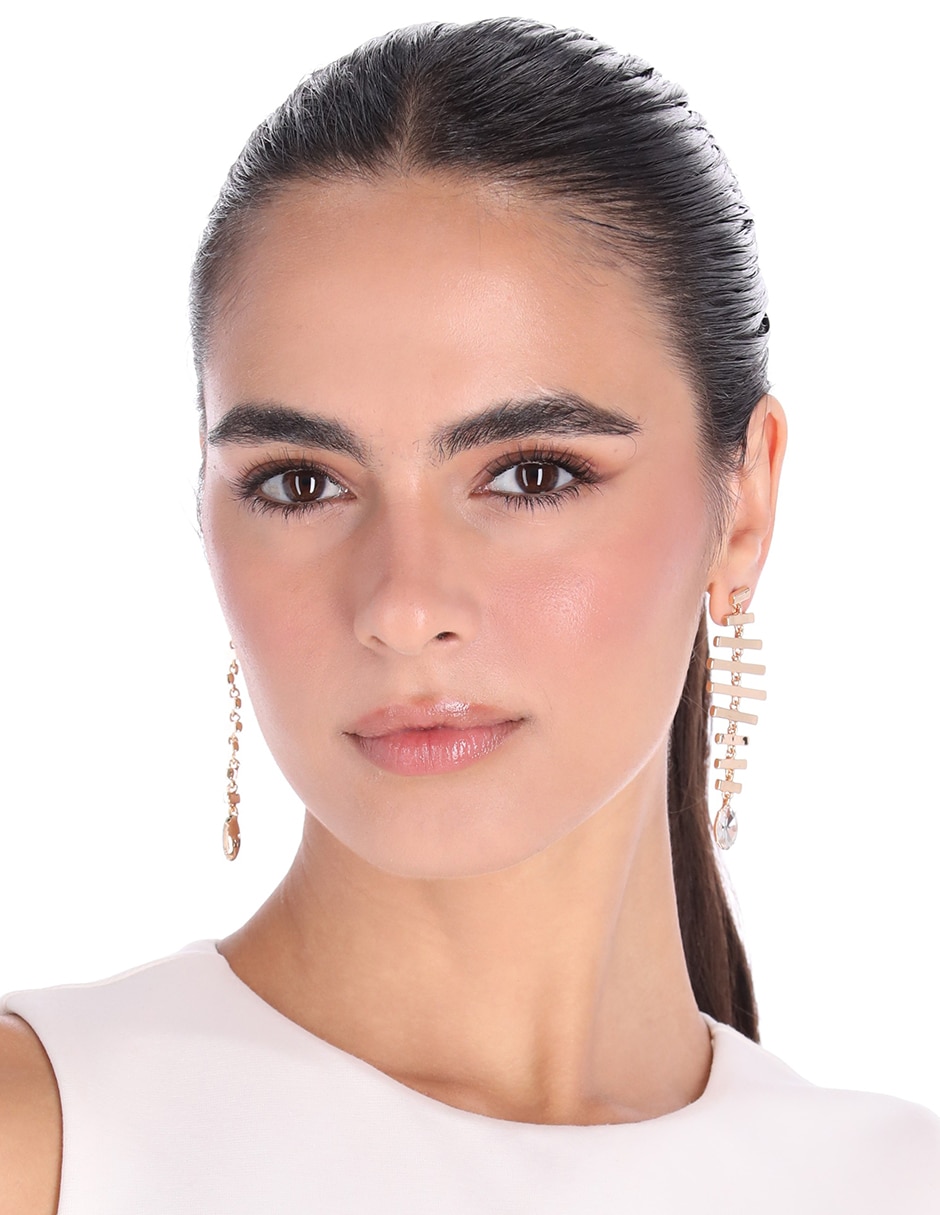 Aretes largos de escalera Sticks and Stones con acabado brillante 3
