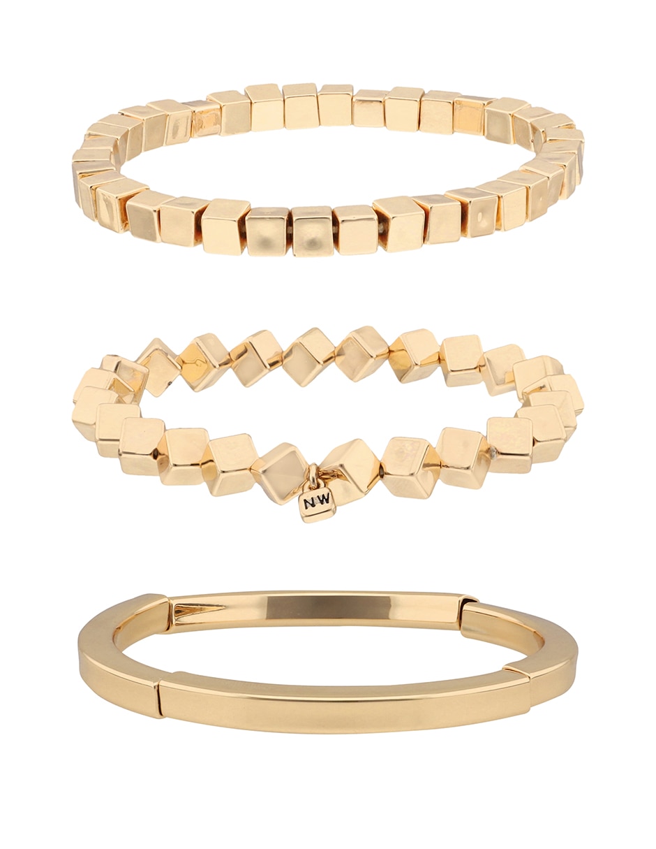 Pulsera Gold Cubes con acabado brillante 1