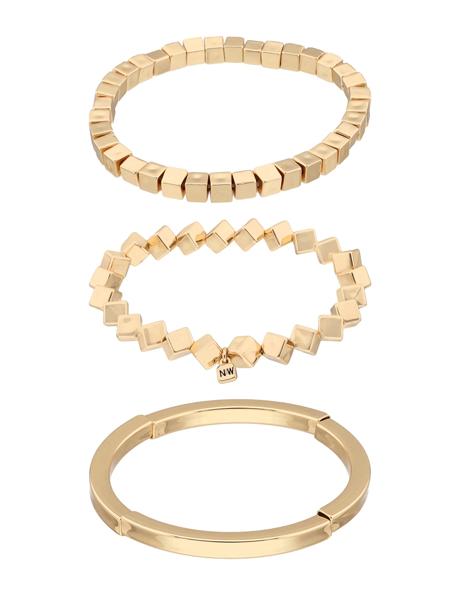 Pulsera Gold Cubes con acabado brillante 2