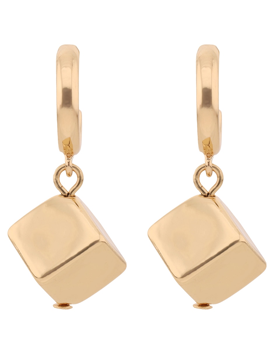 Aretes huggies Gold Cubes con acabado brillante