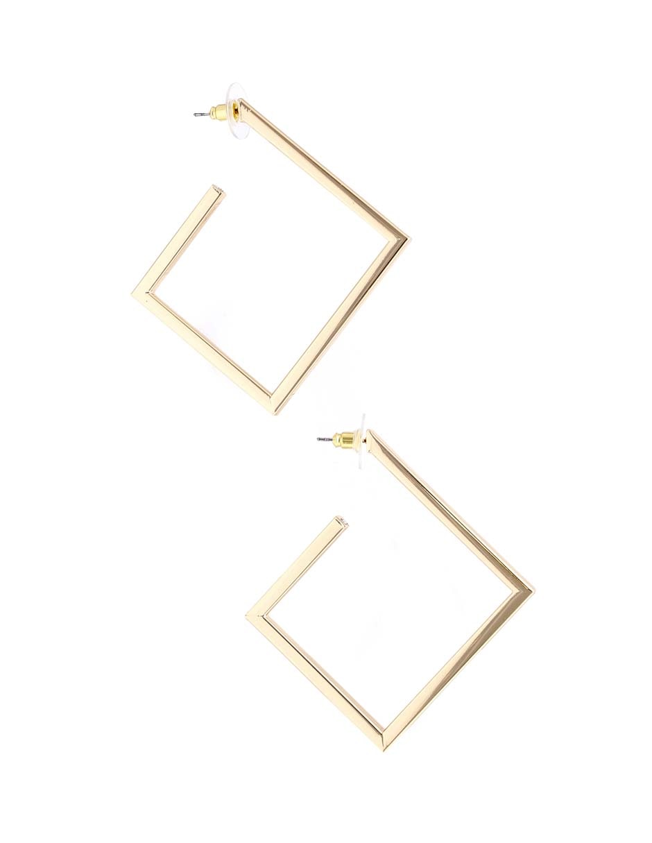 Aretes largos Gold Cubes con acabado brillante
