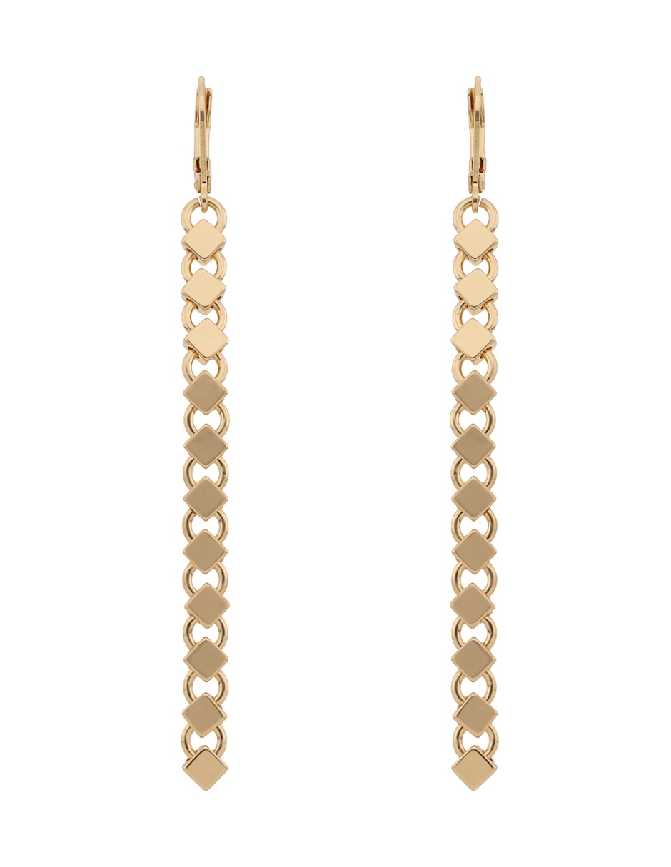 Aretes largos Gold Cubes con acabado brillante