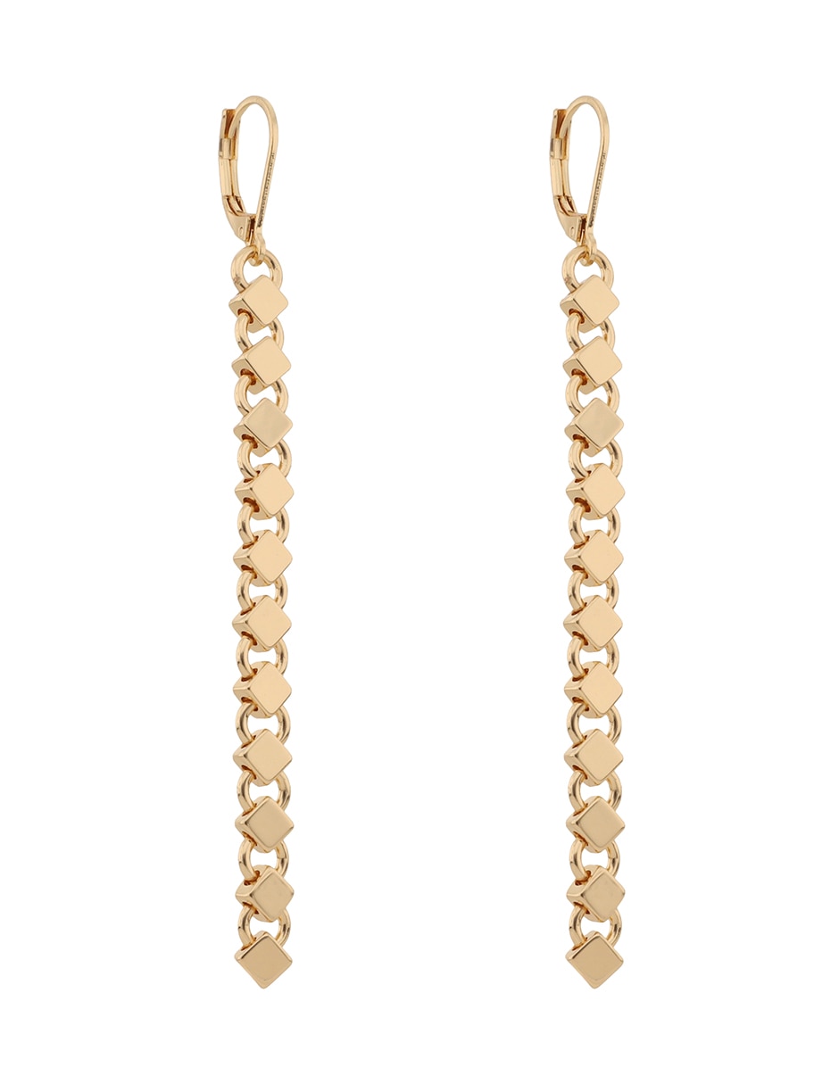 Aretes largos Gold Cubes con acabado brillante 2