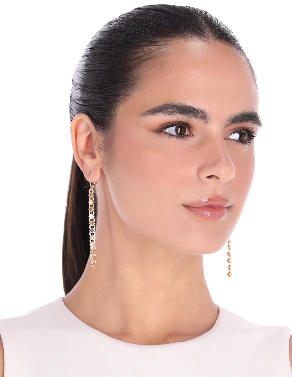 Aretes largos Gold Cubes con acabado brillante 3