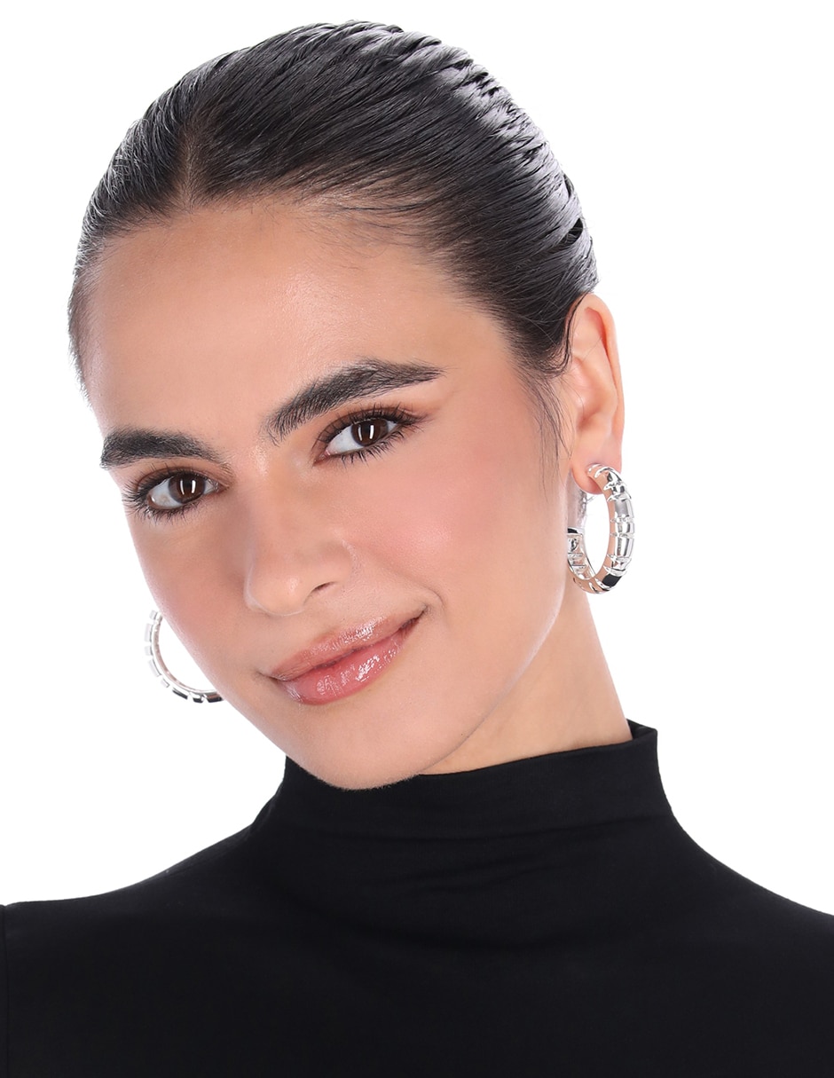 Aretes de aro Cyber Silver con acabado brillante 3