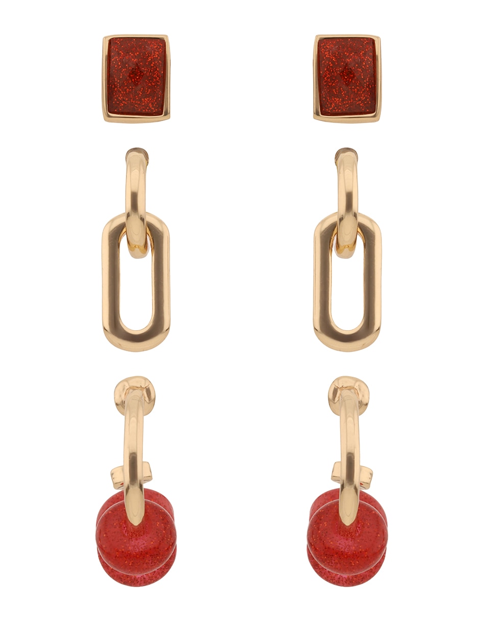 Set de aretes con acabado brillante