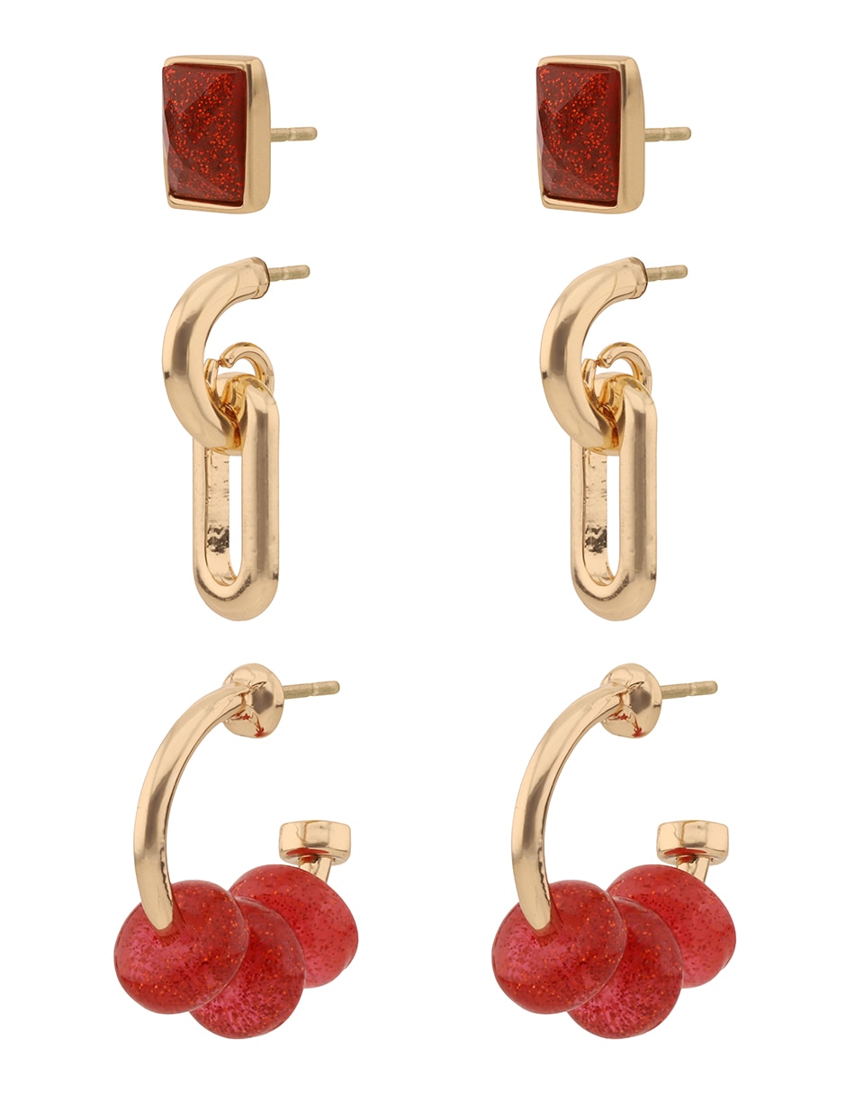 Set de aretes con acabado brillante 2
