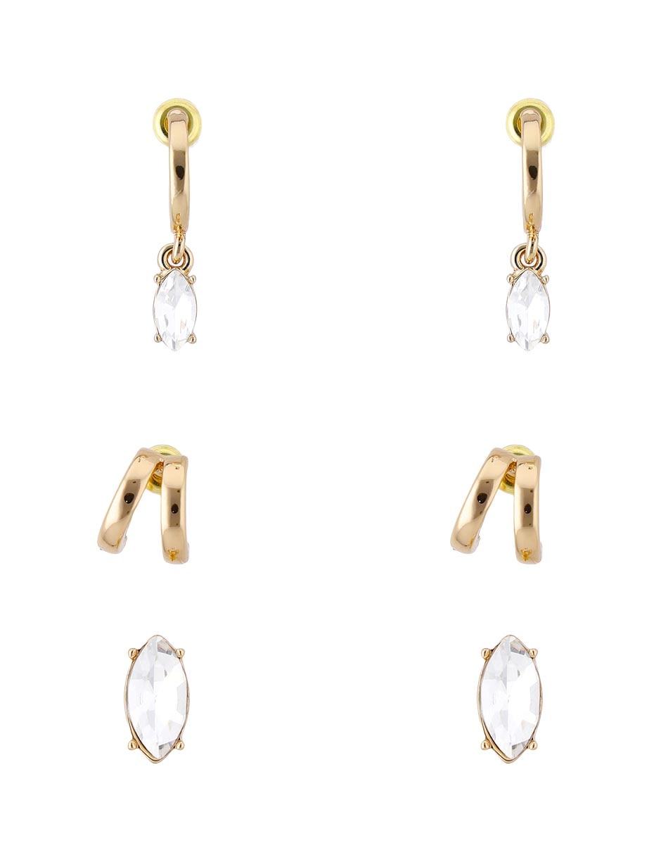 Set de aretes cortos Sticks and Stones con acabado brillante