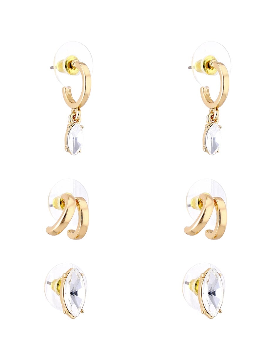 Set de aretes cortos Sticks and Stones con acabado brillante 2