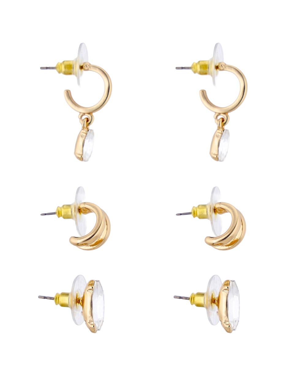 Set de aretes cortos Sticks and Stones con acabado brillante 3