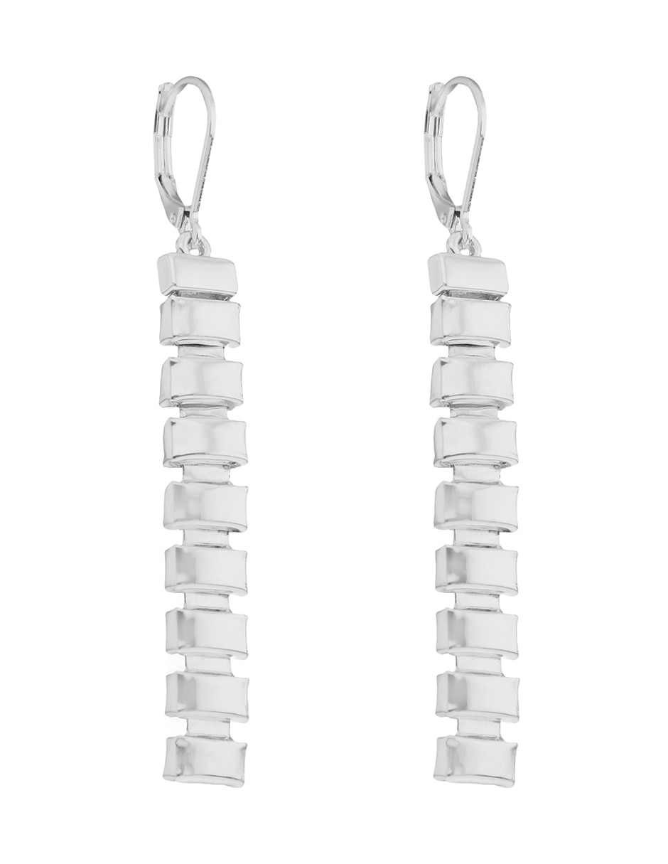 Aretes largos Cyber Silver con acabado brillante 2