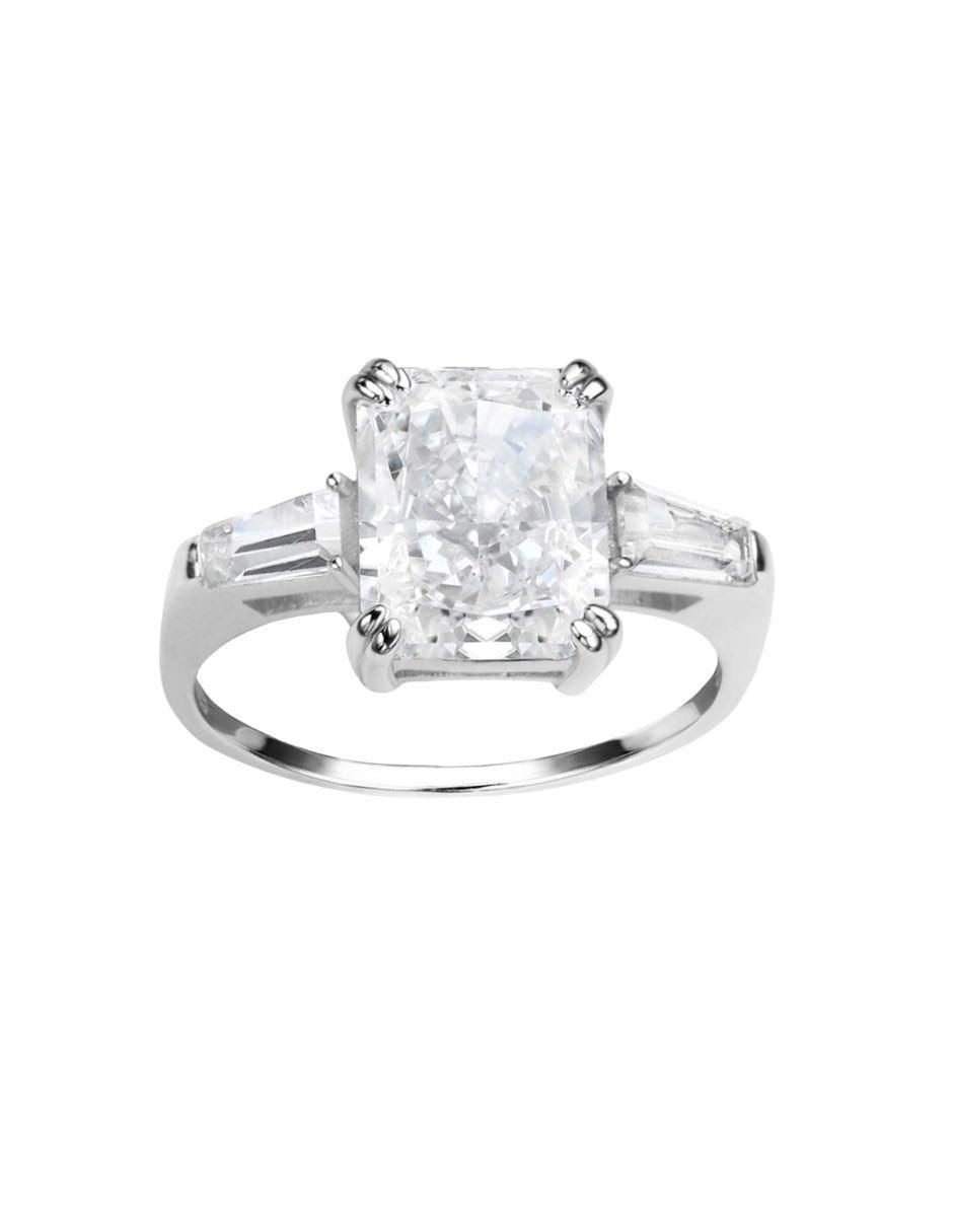 Anillo con gema geométrico Luxury P 925 de plata zirconia pulido