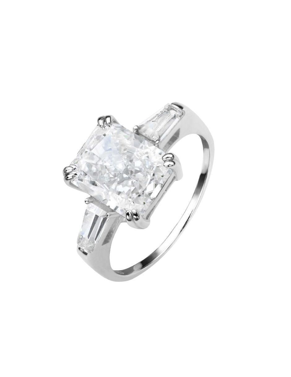 Anillo con gema geométrico Luxury P 925 de plata zirconia pulido 2