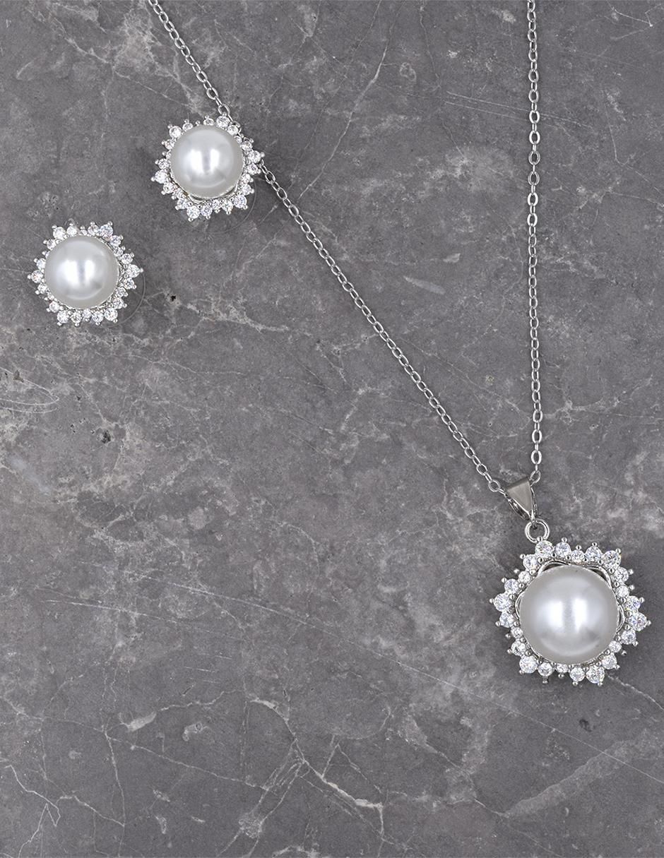 Aretes y collar perla 2