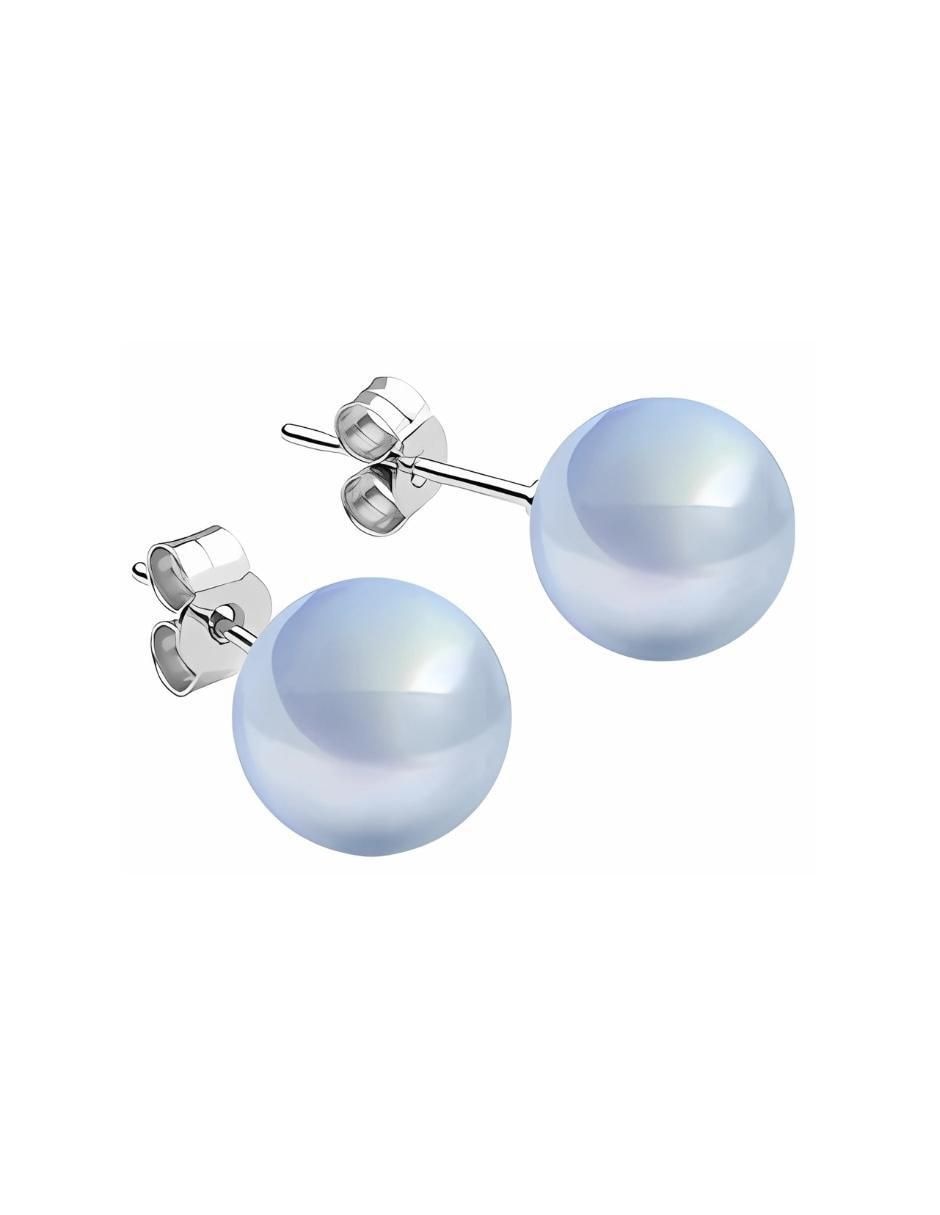 Broqueles Éclair de plata P 925 con acabado brillante perla de cristal 7